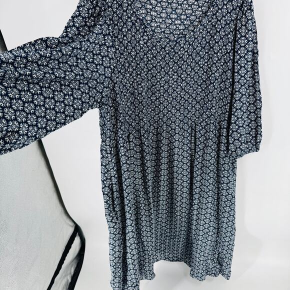 Croft & Barrow Navy Blue White Print Midi Dress 3/4 Sleeve Size 2X - Picture 11 of 12